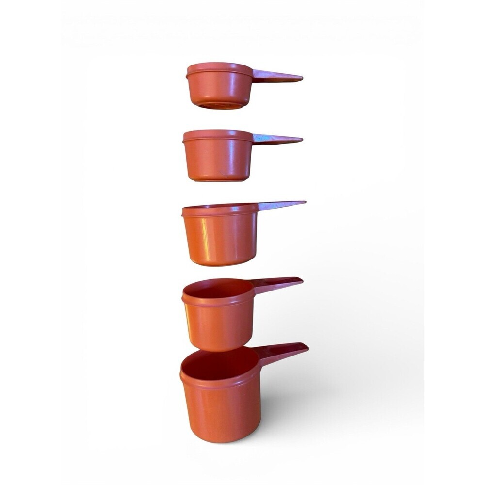 Vintage Set Of 5 Orange Tupperware Measuring Cups - Picture 7 of 7
